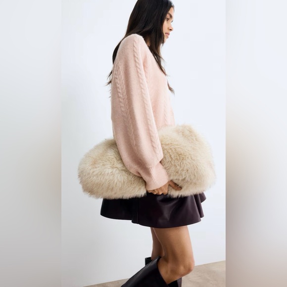 Blush Pink Heather Cardigan Sweater | Crew Neck | Long Sleeves | L | NWT - Picture 4 of 12